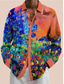 billige Skjorter med trykk for menn-valentine&#039;s day floral casual herreskjorte daglig slitasje gå ut helg høst&amp;amp; vinter turndown langermet blå, oransje s, m, l slub
