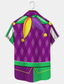 cheap Men&#039;s Printed Shirts-Carnival Joker Artistic Men&#039;s Shirt Daily Wear Going out Weekend Autumn / Fall Turndown Short Sleeves Purple S, M, L 4-Way Stretch Fabric