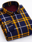 cheap Dress Shirts-Men&#039;s Shacket Yellow Camel Brown Long Sleeve Plaid / Striped / Chevron / Round Classic Collar Fall / Winter New Year Vacation Clothing Apparel Print