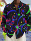baratos Camisas Estampadas Masculinas-camisa masculina abstrata graffiti carnaval uso diário saindo fim de semana outono&amp;amp; abertura de cama de inverno manga comprida vermelho, azul s, m, l tecido slub