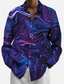 voordelige Overhemden met print voor heren-Geometrie abstract herenoverhemd voor dagelijks gebruik tijdens een weekendje herfst&amp;amp; winter turndown overhemd met lange mouwen in violet, blauw s, m, l slubstof