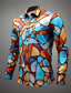 cheap Men&#039;s Printed Shirts-Color Block Colorful Artistic Men&#039;s Shirt Daily Wear Going out Fall &amp; Winter Turndown Long Sleeve Blue, Purple, Orange S, M, L 4-Way Stretch Fabric Shirt