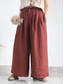 cheap Wide Leg &amp; High Waisted-Women&#039;s Wide Leg Pants Trousers Vacation Vintage Streetwear Full Length High Waist Plain Drawstring Elastic Waist High Cut Comfort Breathability Soft Micro-elastic Vacation Home Street Black Red