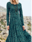 cheap Art&amp;Design Dress-Women&#039;s Midi Dress A Line Dress Casual Dress Winter Dress Swing Dress Streetwear Modest Formal Vacation Party Regular Fit Floral Long Sleeve Crew Neck Green Fall Winter