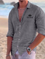 cheap Men&#039;s Casual Shirts-Men&#039;s Polyester Linen Shirt Linen Shirt Tiaras &amp; Crowns Print Long Sleeve Lapel Black, White, Pink Shirt Outdoor Daily Vacation