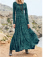 cheap Art&amp;Design Dress-Women&#039;s Midi Dress A Line Dress Casual Dress Winter Dress Swing Dress Streetwear Modest Formal Vacation Party Regular Fit Floral Long Sleeve Crew Neck Green Fall Winter
