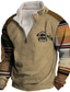 preiswerte grafische Kapuzenpullis-Herren Vintage Western Cowboy Zip Colorblock Stehkragen Sweatshirt