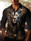 cheap Graphic Polo-Lion Relief Pattern Men&#039;s Abstract 3D Print Outdoor Casual Daily Streetwear Polyester Long Sleeve Turndown Polo Shirts Yellow Gold Fall &amp; Winter S M L Micro-elastic Lapel Polo