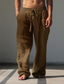 cheap Casual Pants-Men&#039;s Vintage Stars Linen Pants Pants Trousers Mid Waist Outdoor Daily Wear Streetwear Fall &amp; Winter Regular Fit