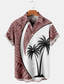 billiga Tropiska skjortor-Löv Hawaiisk Ledigt Herr Skjorta Utomhus Gata Ledigt / vardag Höst Nedvikt Kortärmad Rubinrött Blå Brun S M L Skjorta