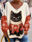 cheap Tunic Tops-Women&#039;s Tunic Oversized Sweatshirt Pullover Active Sportswear Funny Cat Casual Sports V Neck Print Loose Fit Long Sleeve Black Red Navy Blue Blue Beige Fall &amp; Winter