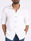 baratos camisas de linho masculinas-Homens Camisa Social camisa de linho camisa de botão Camisa casual Branco Vermelho Manga Longa Tecido Lapela Primavera &amp; Outono Casual Diário Roupa