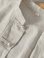 abordables camisas de lino para hombre-100% Lino Hombre Camisa camisa de lino Camisa casual Negro Blanco Azul Marino Manga Larga Plano Cuello Mao Primavera &amp; Otoño Casual Diario Ropa