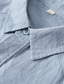 preiswerte Leinenhemden für Herren-100% Leinen Herren Hemd leinenhemd Lässiges Hemd Schwarz Weiß Grün Langarm Glatt Kargen Frühling &amp; Herbst Casual Täglich Bekleidung