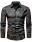 billiga Skjortor med tryck för män-Paisley Vintage Herr Skjorta Dagliga kläder Utekväll Höst vinter Nedvikt Långärmad Marinblå, Blå, Mörkblå S, M, L 4-vägs stretchtyg Skjorta
