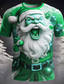 halpa miesten joulu t-paita-Kuvitettu Joulupukki Päivittäin Suunnittelija Retro / vintage Miesten 3D-tulostus T-paita Urheilu ja ulkoilu Pyhäpäivä Bile Christmas T-paita Syvä violetti Keltainen Vaalean vihreä Lyhythihainen