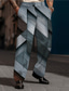 お買い得  メンズプラスサイズのボトムス-カラーブロック ジオメトリ ヴィンテージ ビジネス 男性用 3Dプリント スーツ パンツ アウトドア ストリート 仕事に着る ポリエステル ブルー カーキ色 グレー S M L ハイウエスト 弾性 パンツ