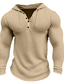 baratos Camisetas masculinas casuais-Homens Camiseta Camisa Waffle T-shirt Camisa de manga longa Tecido Com Capuz Rua Férias Manga Longa Roupa Moda Designer Básico