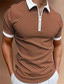 cheap Graphic Polo-Geometry Men&#039;s Casual Print 3D Zip Polo Golf Polo Outdoor Daily Wear Streetwear Polyester Short Sleeve Turndown Zip Polo Shirts Brown Autumn / Fall S M L Micro-elastic Lapel Polo
