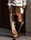 ieftine pantaloni casual grafici-Tartan / Carouri Afacere Bărbați Imprimare 3D Costume Pantaloni În aer liber Stradă Purtați-vă la muncă Poliester Albastru Portocaliu Verde S M L Înalt Elasticitate Pantaloni