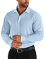 voordelige Nette overhemden-Voor heren Overhemd Licht Blauw Zwart Wit Lange mouw Effen Revers Lente &amp; Herfst Toimisto &amp; ura Bruiloft Kleding