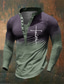 Χαμηλού Κόστους Ανδρικό Γραφικό T-shirt-Γραφική Συνδυασμός Χρωμάτων Πίστη Καθημερινά Ρετρό / Βίντατζ Καθημερινό Ανδρικά 3D εκτύπωση Πουκάμισο Henley Αργίες Εξόδου Φεστιβάλ Κοντομάνικη μπλούζα Θαλασσί Πράσινο του τριφυλλιού Χακί Μακρυμάνικο
