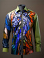 cheap Men&#039;s Printed Shirts-Color Block Lion Colorful Artistic Abstract Men&#039;s Shirt Daily Wear Going out Fall &amp; Winter Turndown Long Sleeve Yellow, Blue, Purple S, M, L 4-Way Stretch Fabric Shirt