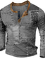 abordables Camisetas gráficas de hombre-Graphic Bloque de color Retazos Moda Design Casual Hombre Impresión 3D Henley Shirt Camiseta de gofres Deporte Festivos Festival Camiseta Amarillo Azul Piscina Marrón Manga Larga Henley Camisa