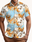 preiswerte Hawaiihemden-Blumen Brautkleider schlicht Herren Hemd Outdoor Strasse Casual Herbst Umlegekragen Kurzarm Blau S M L Hemd