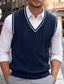 cheap Men&#039;s Pullover Sweater-Men&#039;s Sweater Vest Pullover Sweater Jumper Knit Sweater Ribbed Cable Knit Regular Knitted Plain V Neck Keep Warm Modern Contemporary Daily Wear Going out Clothing Apparel Fall Winter White Wine M L XL