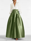 cheap Evening Dresses-Green A-Line Evening Gown High Split Dress Formal Wedding Guest Floor Length Long Sleeve V Neck Belt / Sash Satin with Pleats Slit 2024