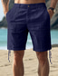 baratos Calções para Homem-Homens Calção Shorts de linho Shorts de verão Botão Bolsos Tecido Conforto Respirável Curto Casual Diário Feriado Misto de Algodão e Linho Moda Designer Branco Azul Marinha