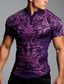 cheap Men&#039;s Graphic Tshirts-Graphic Abstract Fashion Classic Casual Men&#039;s 3D Print T shirt Tee Henley Shirt Sports Outdoor Holiday Going out T shirt Deep Purple Purple Short Sleeve Henley Shirt Spring &amp; Summer Clothing Apparel