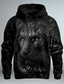 cheap Graphic Hoodies-Graphic Lion Men&#039;s Fashion 3D Print Hoodie Vacation Going out Streetwear Hoodies Black White Long Sleeve Hooded Print Front Pocket Spring &amp;  Fall Designer Hoodie Sweatshirt