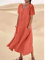 cheap Plain Dresses-Women&#039;s Casual Dress Long Dress Maxi Dress Pocket Date Maxi Basic Crew Neck Short Sleeve Black Pink Sky Blue Color