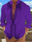 cheap Men&#039;s Printed Shirts-Floral Vintage Men&#039;s Shirt Daily Wear Going out Weekend Spring &amp; Summer Standing Collar Long Sleeve White, Purple, Khaki S, M, L Slub Fabric Shirt