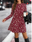 cheap Print Work Dresses-Women&#039;s Work Dress Casual Dress A Line Dress Fashion Winter Dress Daily Mini Dress Print Crew Neck Long Sleeve Floral Loose Fit Black Wine Spring Fall S M L XL