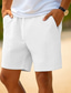 cheap Men&#039;s Shorts-Men&#039;s Shorts Linen Shorts Summer Shorts Pocket Drawstring Elastic Waist Plain Comfort Breathable Outdoor Daily Going out Fashion Casual White Sky Blue