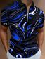 cheap Graphic Polo-Optical Illusion Men&#039;s Abstract 3D Print Zip Polo Outdoor Daily Wear Streetwear Polyester Short Sleeve Turndown Zip Polo Shirts Blue Purple Spring &amp; Summer S M L Micro-elastic Lapel Polo