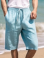 cheap Men&#039;s Shorts-Men&#039;s Shorts Linen Shorts Summer Shorts Drawstring Elastic Waist Straight Leg Plain Comfort Breathable Short Casual Daily Holiday Fashion Classic Style Light Khaki Navy Blue