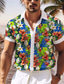 cheap Hawaiian Shirts-Floral Casual Men&#039;s Shirt Outdoor Street Casual Daily Summer Turndown Short Sleeve Pink Dark Navy Blue S M L Shirt
