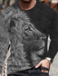 abordables T-shirts graphiques pour hommes-Graphic Animal Lion Mode Design Décontractées Homme 3D effet T shirt Tee Sport extérieur Vacances Sortie T-shirt Rouge Bleu Marron manche longue Col Ras du Cou Chemise Printemps &amp; Automne Vêtement
