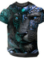 Χαμηλού Κόστους Ανδρικό Γραφικό T-shirt-Γραφική Ζώο Τίγρη Καθημερινά Υψηλής Ποιότητας Ρετρό / Βίντατζ Ανδρικά 3D εκτύπωση Μπλουζάκι Υπαίθρια Αθλήματα Αργίες Εξόδου Κοντομάνικη μπλούζα Θαλασσί Κόκκινο Βυσσινί Κοντομάνικο