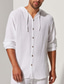 billige mænds fritidsskjorter-Herre Skjorte Button Up skjorte Casual skjorte Hvid Langærmet Vanlig Hætte Daglig Ferierejse Tøj Mode Afslappet Bekvem