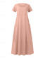 cheap Plain Dresses-Women&#039;s Casual Dress Long Dress Maxi Dress Pocket Date Maxi Basic Crew Neck Short Sleeve Black Pink Sky Blue Color