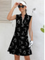 cheap Designer Collection-Women&#039;s Golf Dress Black White Sleeveless Cartoon Ladies Golf Attire Clothes Outfits Wear Apparel