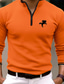 cheap Classic Polo-Men&#039;s Polo Shirt Quarter Zip Polo Work Daily Wear Quarter Zip Long Sleeve Fashion Comfortable Plain Embroidery Zip Up Spring &amp;  Fall Regular Fit Black White Navy Blue Orange Polo Shirt