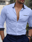 billiga fritidsskjortor för män-Herr Skjorta Knapp upp skjorta Casual skjorta Svart Vit Mörkblå Ljusblå Långärmad Färgblock Geometrisk Kavajslag Bröllop Dagligen Lappverk Kläder Mode Ledigt Smart Casual