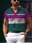 cheap Graphic Polo-Striped Men&#039;s Casual 3D Print Golf Polo Outdoor Daily Wear Streetwear Polyester Short Sleeve Turndown Polo Shirts Wine Purple Spring &amp; Summer S M L Micro-elastic Lapel Polo
