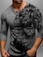 abordables T-shirts graphiques pour hommes-Graphic Lion Mode du quotidien Décontractées Homme 3D effet Chemise Henley Shirt Casual Vacances Sortie T-shirt Bleu Marron Vert manche longue Henley Chemise Printemps &amp; Automne Vêtement Tenue S M L
